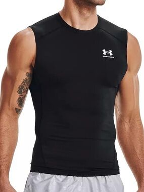Under Armour Men's UA HeatGear Armour Compression Tank top Sz M Sleeveless Black
